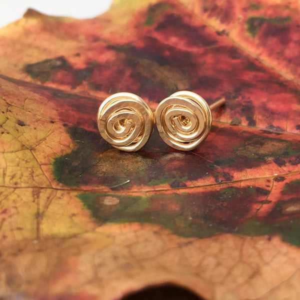 Swirly Stud Earrings ~ Goldfilled