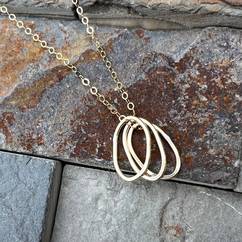 Tiny Trio Necklace ~ Ovals ~ Goldfilled