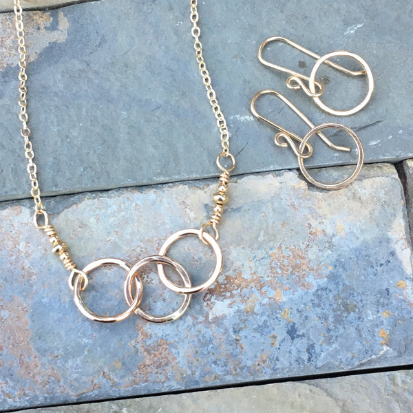 Three Ring Circus Necklace ~ Goldfilled