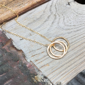 Tiny Trio Necklace ~ Circles ~ Goldfilled