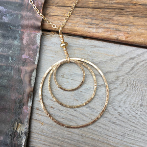 Triple Circle Necklace ~ Goldfilled