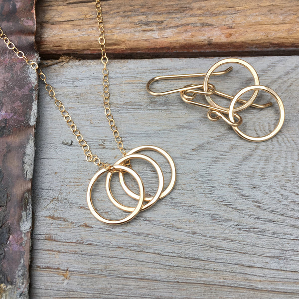 Tiny Trio Necklace ~ Circles ~ Goldfilled