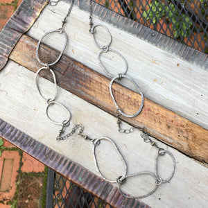 Long Riverstone Necklace ~ Oxidized