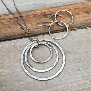 Triple Circle Necklace ~ Oxidized