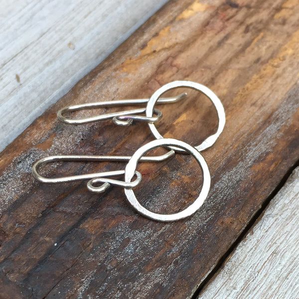 Tiny Circle Earrings ~ Oxidized