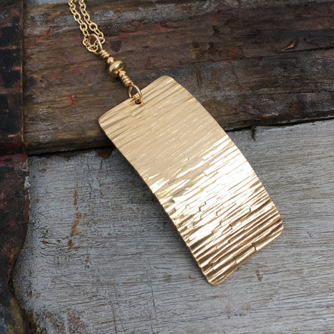 Tree Bark Necklace ~ Goldfilled