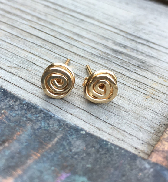 Swirly Stud Earrings ~ Goldfilled