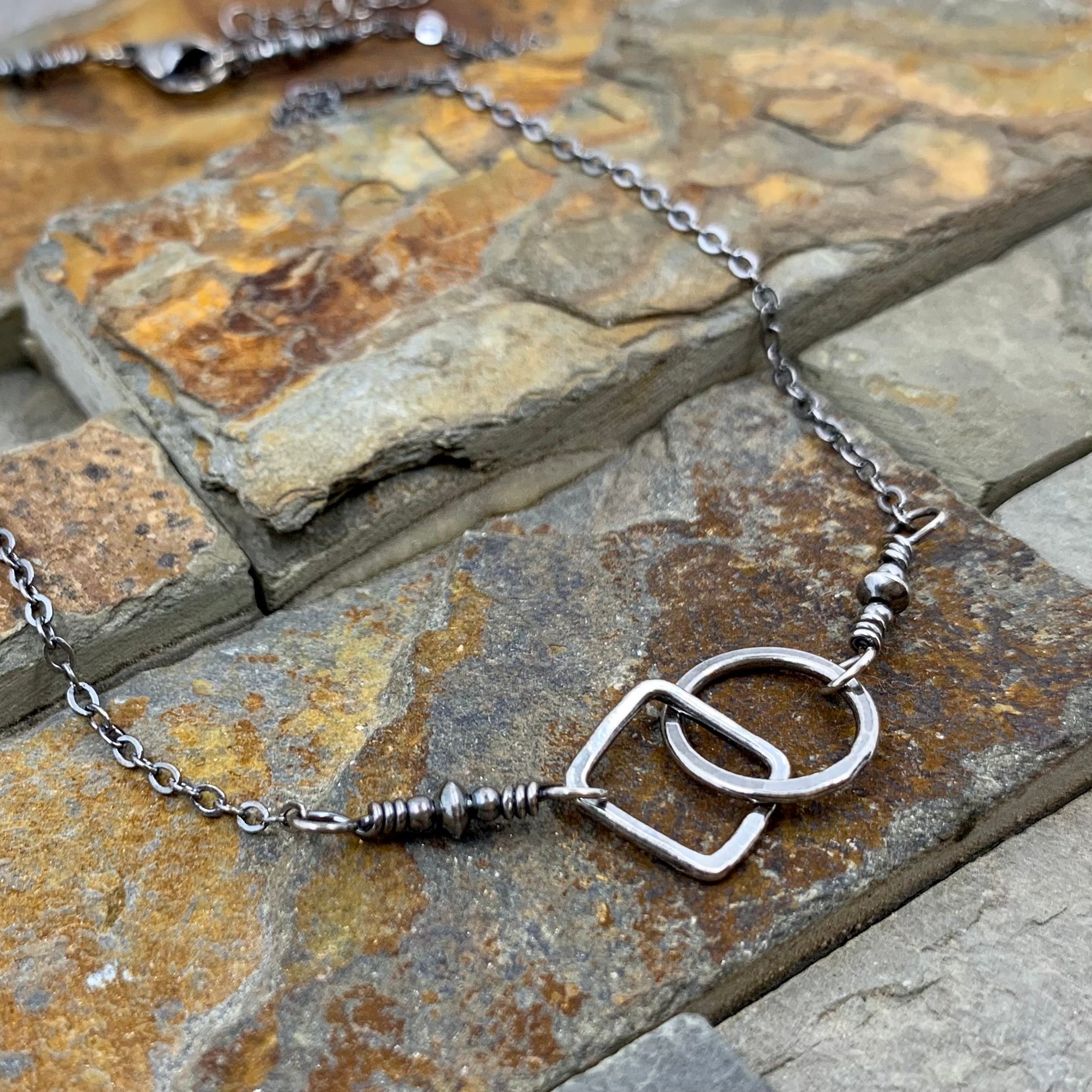Opposites Attract Necklace ~ Oxidized