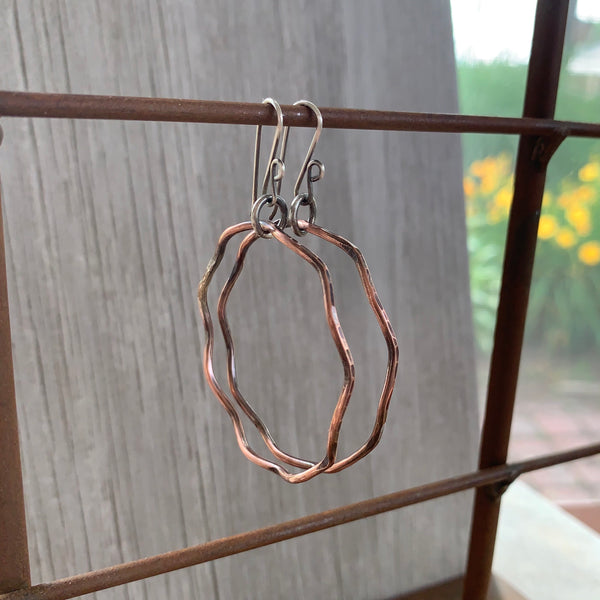 Wavy Hoop Earrings ~ Copper