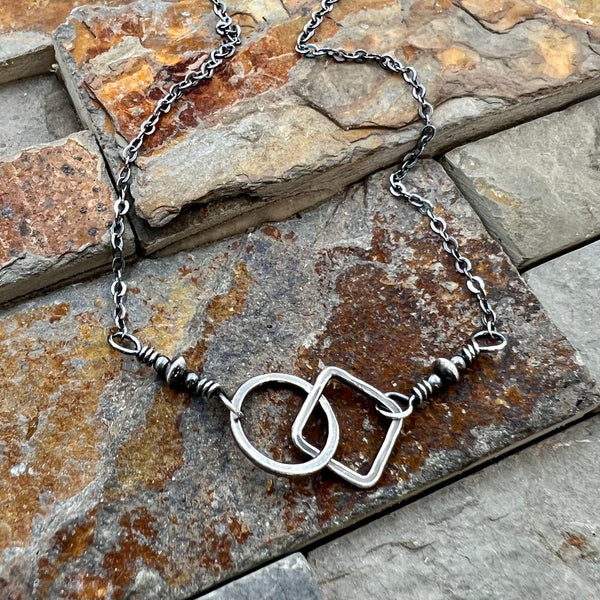 Opposites Attract Necklace ~ Oxidized